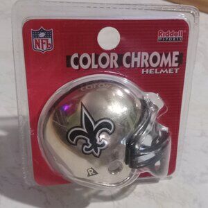 New Orleans Saints NFL Color Chrome Helmet Riddell Mini Helmet